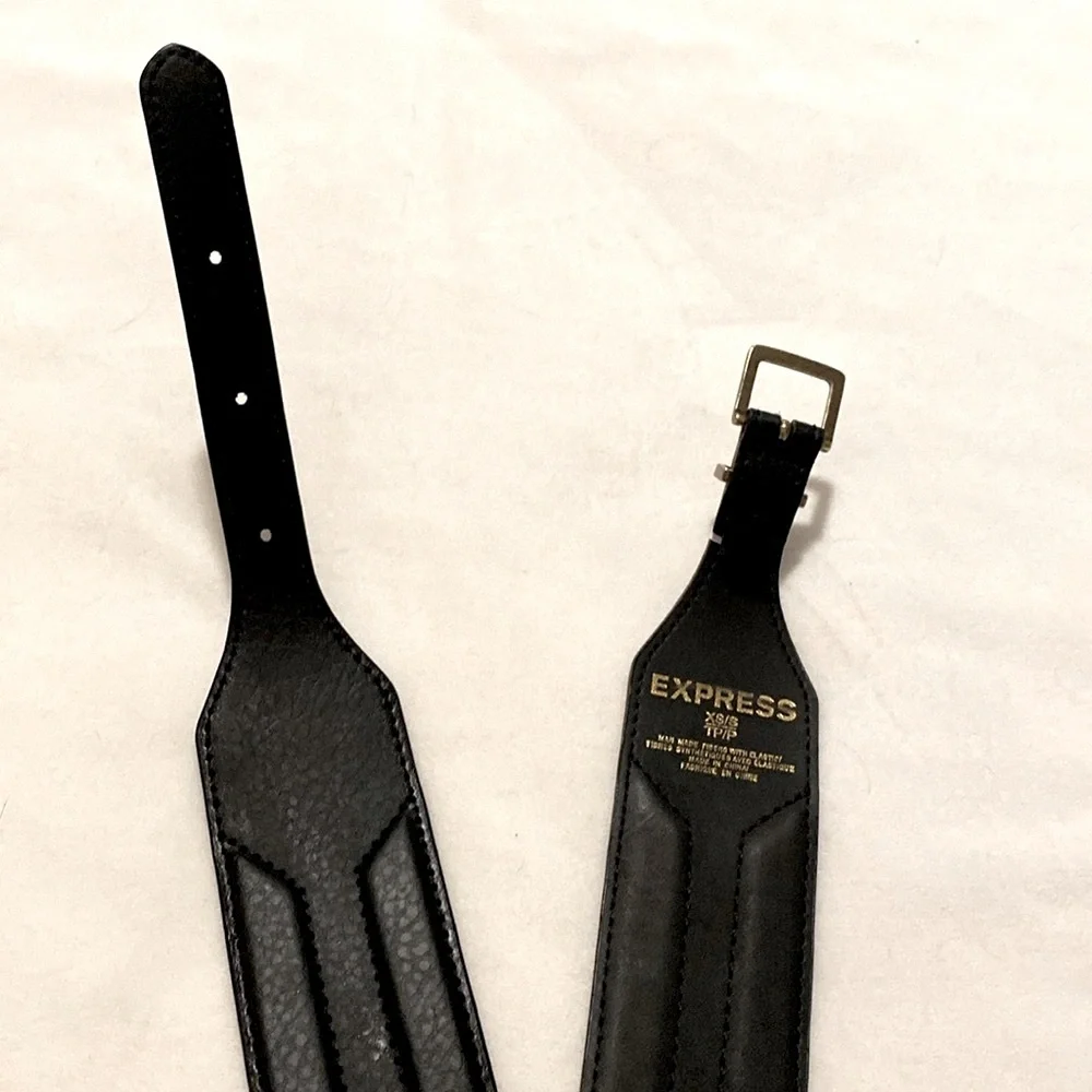Women's‎ Black Leather Stretch Belt Size M/L